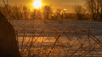 sunset over the lake