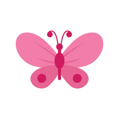 Pink butterfly flat icon. Vector Pink butterfly in flat style isolated on white background. Element for web, game and advertising