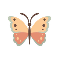 Beige butterfly flat icon. Vector beige butterfly in flat style isolated on white background. Element for web, game and advertising