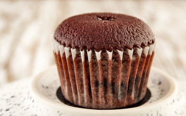 Mini chocolate brownie cupcakes with chocolate filling