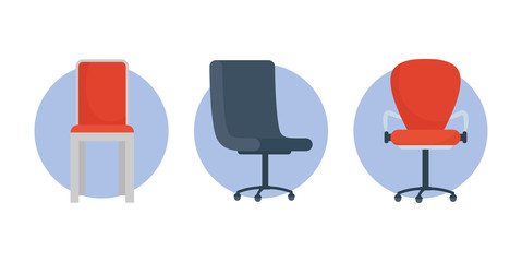 set of office chairs set icons