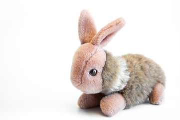 Rabbit or hare. Soft toy. Children’s. On white background.