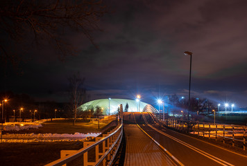 night view of the bike path in Minsk
