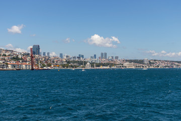 Fototapeta na wymiar Panorama from Bosporus to city of Istanbul, Turkey