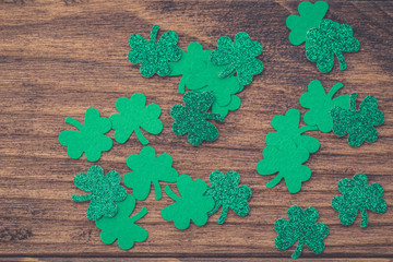 St Patrick's day background with shamrock clover leaf, Irish festival symbol