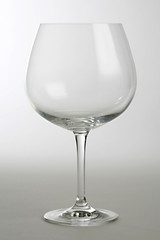 Empty wine glass on white background.