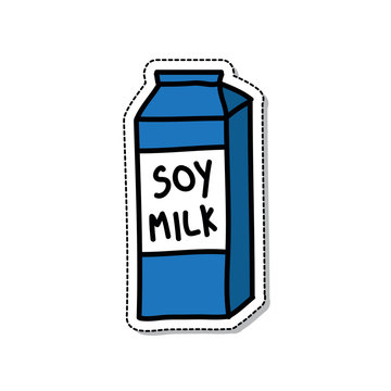 soy milk doodle icon, vector illustration