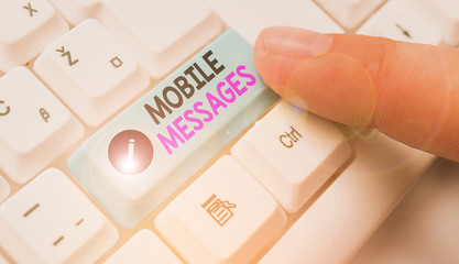Conceptual hand writing showing Mobile Messages. Concept meaning the act of composing and sending...