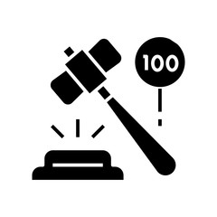 Auction black icon, concept illustration, vector flat symbol, glyph sign.