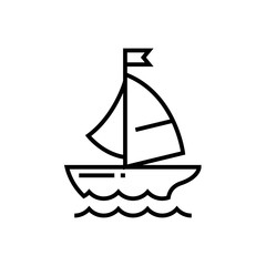 Floating boat line icon, concept sign, outline vector illustration, linear symbol.