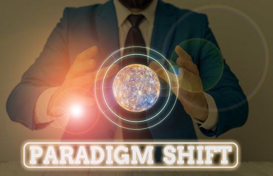 Conceptual Hand Writing Showing Paradigm Shift. Concept Meaning Fundamental Change In Approach Or Underlying Assumptions Elements Of This Image Furnished By NASA