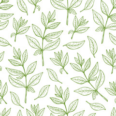 Floral background. Leaves Seamless pattern. Henna plant. Vector leaf.