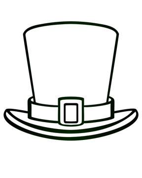 Cylinder. Lepricon hat with buckle - symbol of St. Patrick's Day - vector linear picture for coloring. Outline. Irish hat.