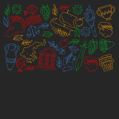 Travel to Greece elements. Greece symbols for magazines, web, tourism