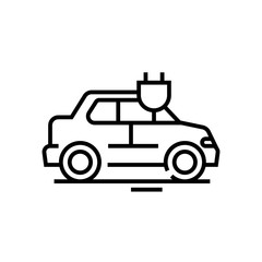 Electro car line icon, concept sign, outline vector illustration, linear symbol.