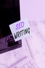 Handwriting text writing Seo Writing. Conceptual photo grabbing the attention of the search engines...