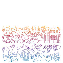 Travel to Greece elements. Greece symbols for magazines, web, tourism