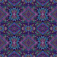 Ethnic pattern. Aztec fabric. Geometric tribal ornament. Brazilian or Mexican print. Clothes or interior design. Traditional homespun textile. Vector seamless pattern.