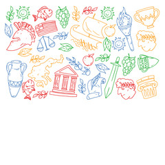 Travel to Greece elements. Greece symbols for magazines, web, tourism