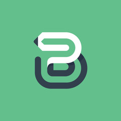 B letter logo formed by pencil.