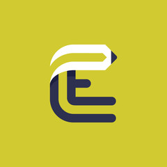 E letter logo formed by pencil.