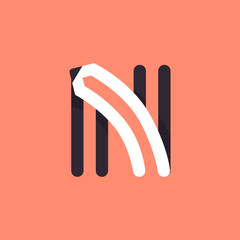 N letter logo formed by pencil.