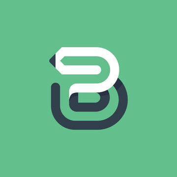 B letter logo formed by pencil.