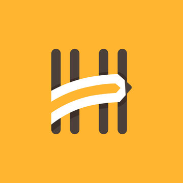H letter logo formed by pencil.