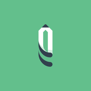 Letter I logo formed by pencil.