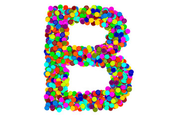 Letter B from confetti. 3D rendering