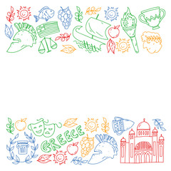 Travel to Greece elements. Greece symbols for magazines, web, tourism