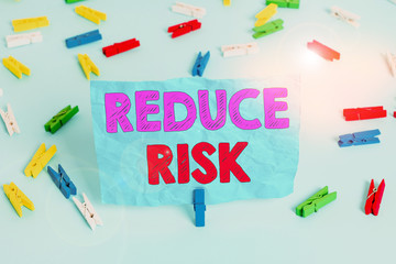 Word writing text Reduce Risk. Business photo showcasing lessen the potential damage that could be...