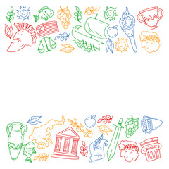 Travel to Greece elements. Greece symbols for magazines, web, tourism