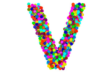 Letter V from confetti. 3D rendering