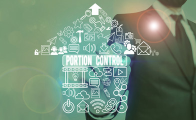 Handwriting text Portion Control. Conceptual photo knowing the correct measures or serving sizes as...