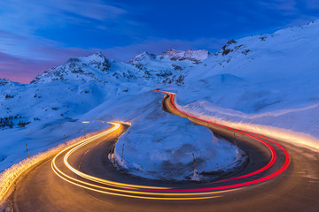 drive to the top of the mountain in winter season