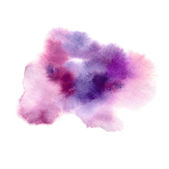 Pink and violet splash .Watercolor hand drawn illustration.	