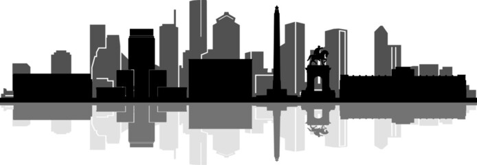 Houston Skyline City Outline Skyline Silhouette Vector Illustration