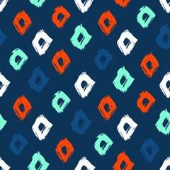 Geometric rhombus vector seamless pattern. Trendy colours 2020. Lush lava, aqua menthe, classic blue. Great label, print, packaging, fabric. Classic blue trendy color seamless vector.