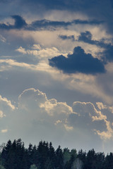 Dramatic cloudy sky. Fluffy clouds.