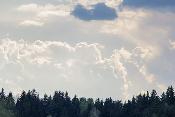 Obraz premium Dramatic cloudy sky. Fluffy clouds.