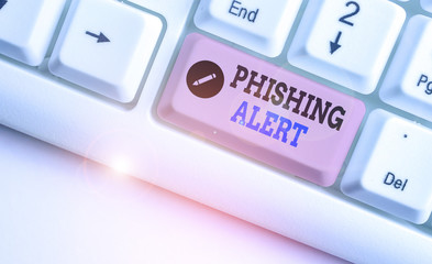 Handwriting text Phishing Alert. Conceptual photo Be cautious to fraudulent attempt to obtain...