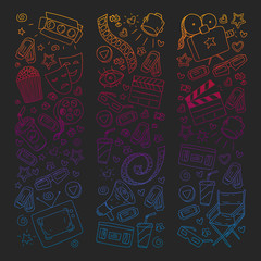 Cinema pattern with vector icons. Movie,