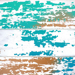 Distressed colorful chipped paint wood background