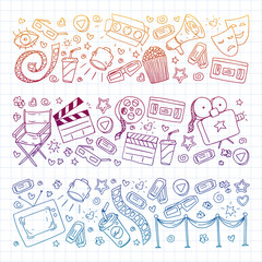 Cinema pattern with vector icons. Movie,