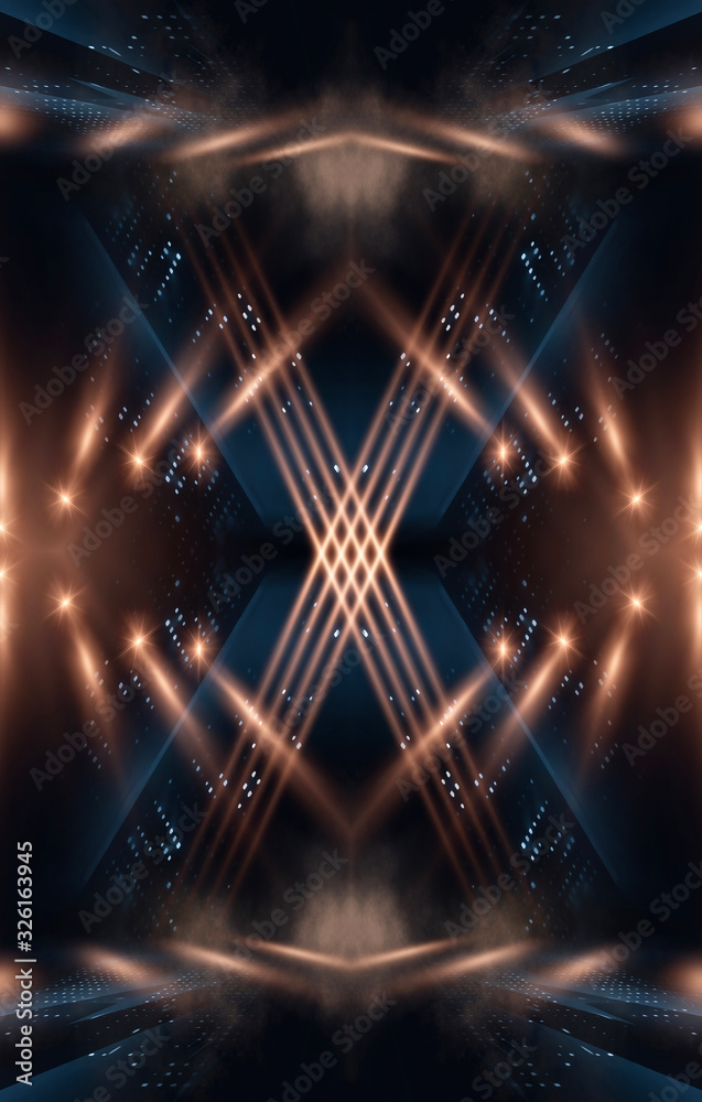 Wall mural abstract modern dark background. dark empty scene with rays and spotlights. night abstract blue back