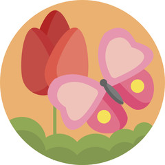 heart with flowers and butterflies