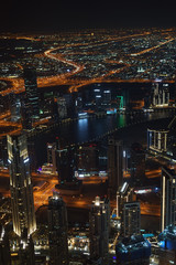 ブルジュ・ハリファの展望台から見えるドバイの夜景