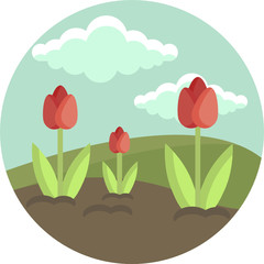 Spring plant flower trees icons