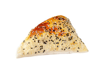 Turkish cuisine. Unleavened bread. Pita cake with air inside on a white background. Isolated. background image, copy space text